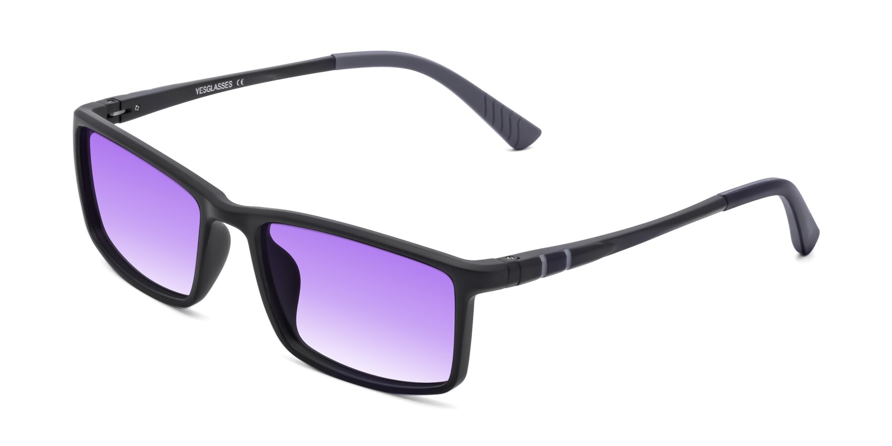 Angle of 9001 in Matte Black with Purple Gradient Lenses