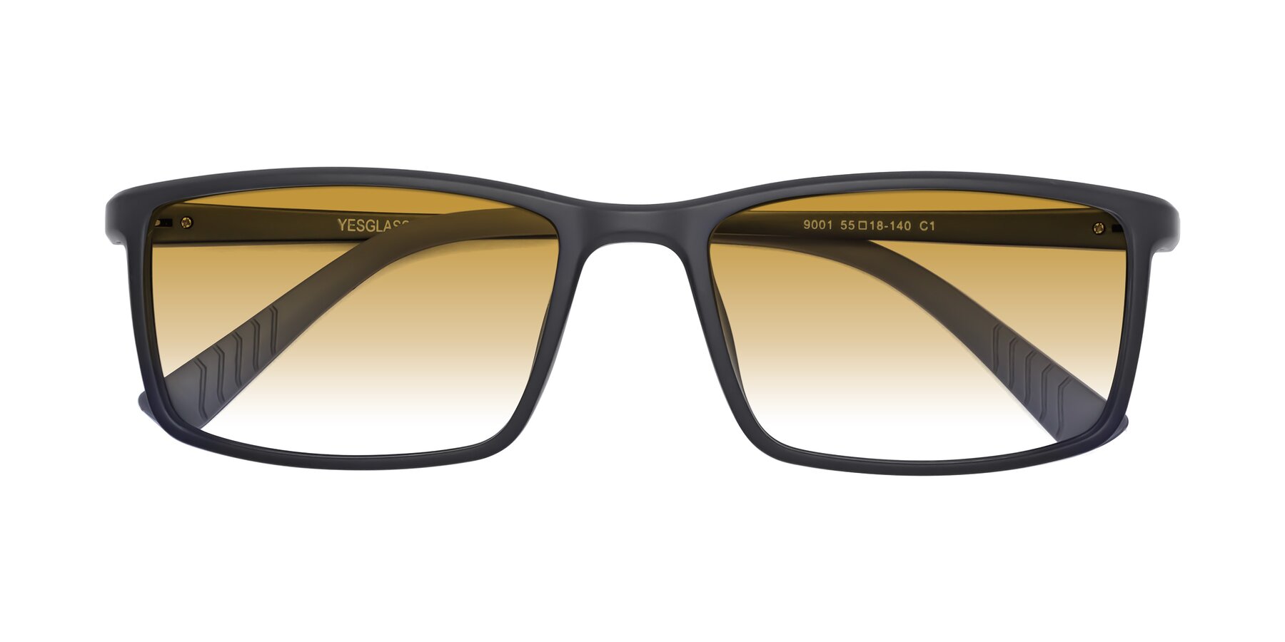 Folded Front of 9001 in Matte Black with Champagne Gradient Lenses