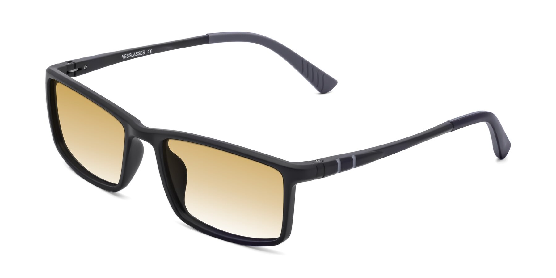Angle of 9001 in Matte Black with Champagne Gradient Lenses