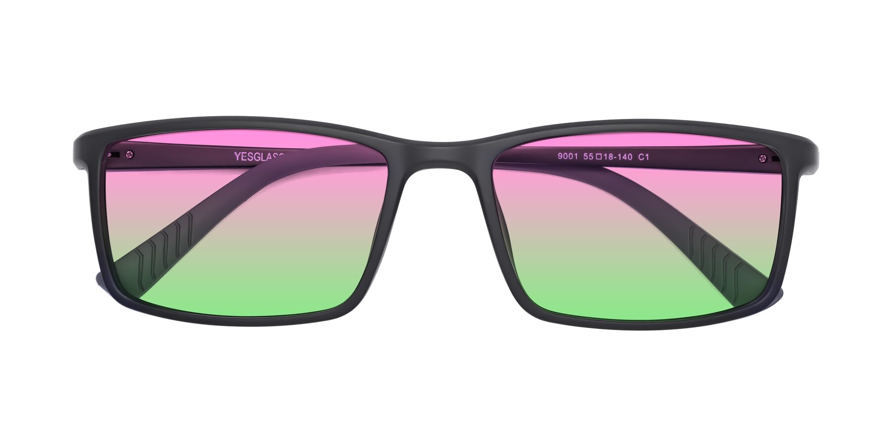 Folded Front of 9001 in Matte Black with Pink / Green Gradient Lenses
