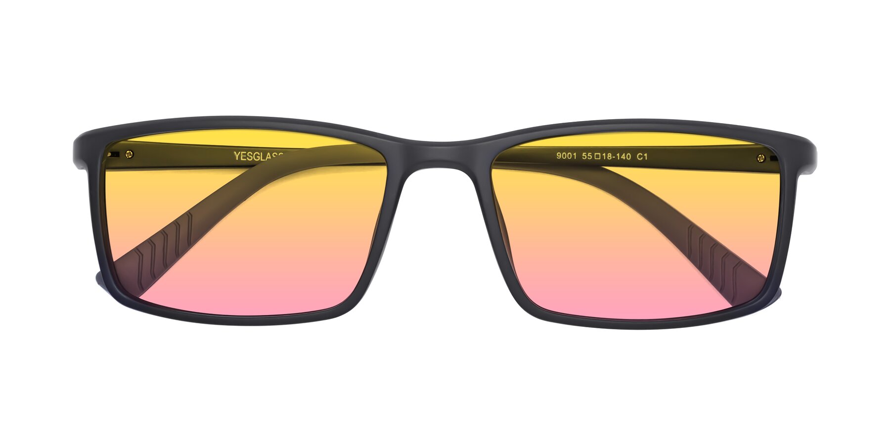 Folded Front of 9001 in Matte Black with Yellow / Pink Gradient Lenses