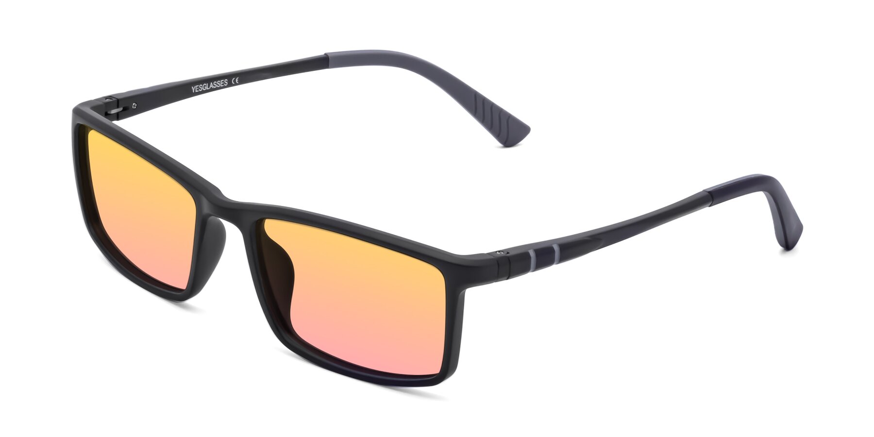 Angle of 9001 in Matte Black with Yellow / Pink Gradient Lenses