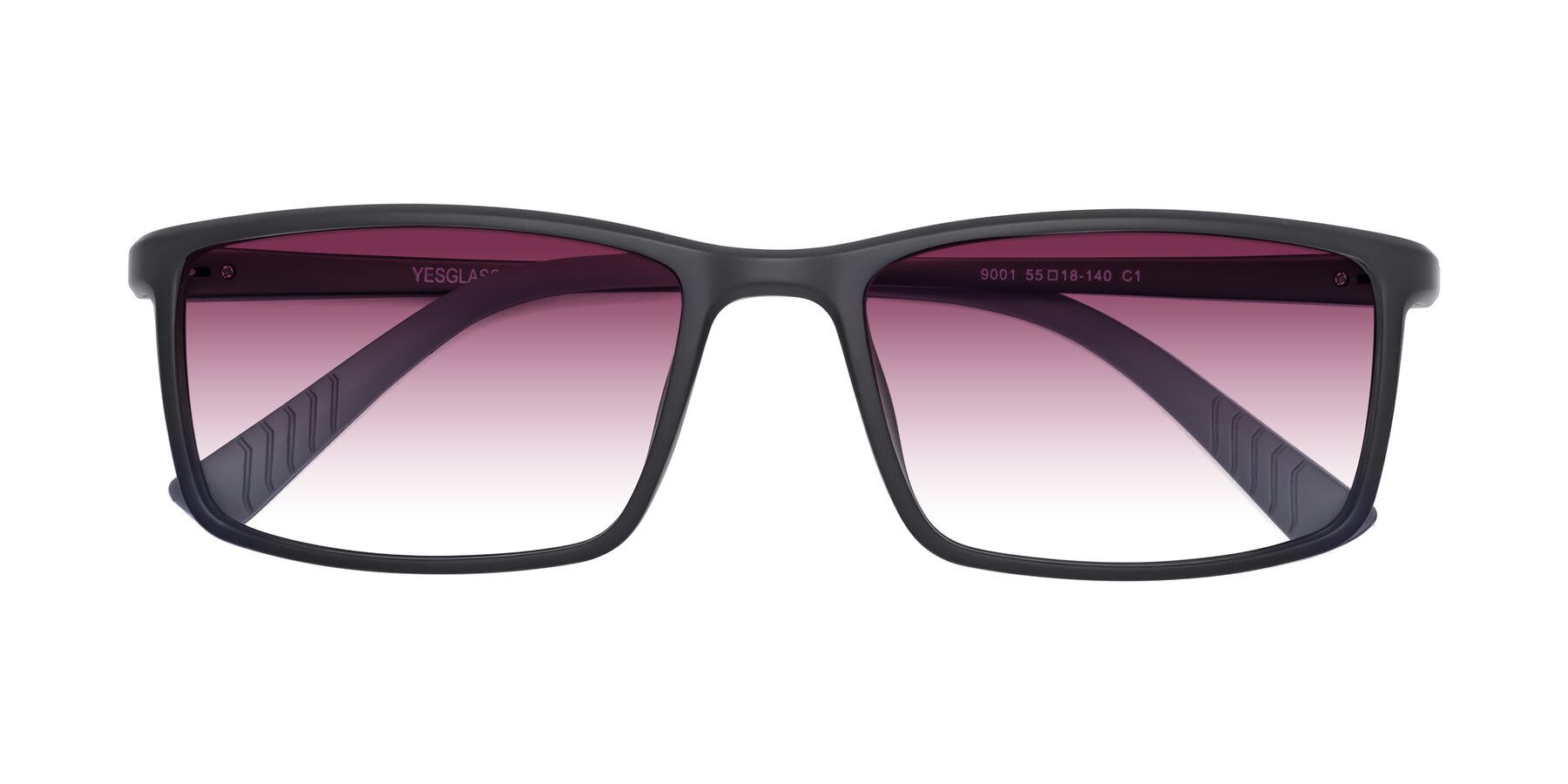 Folded Front of 9001 in Matte Black with Wine Gradient Lenses