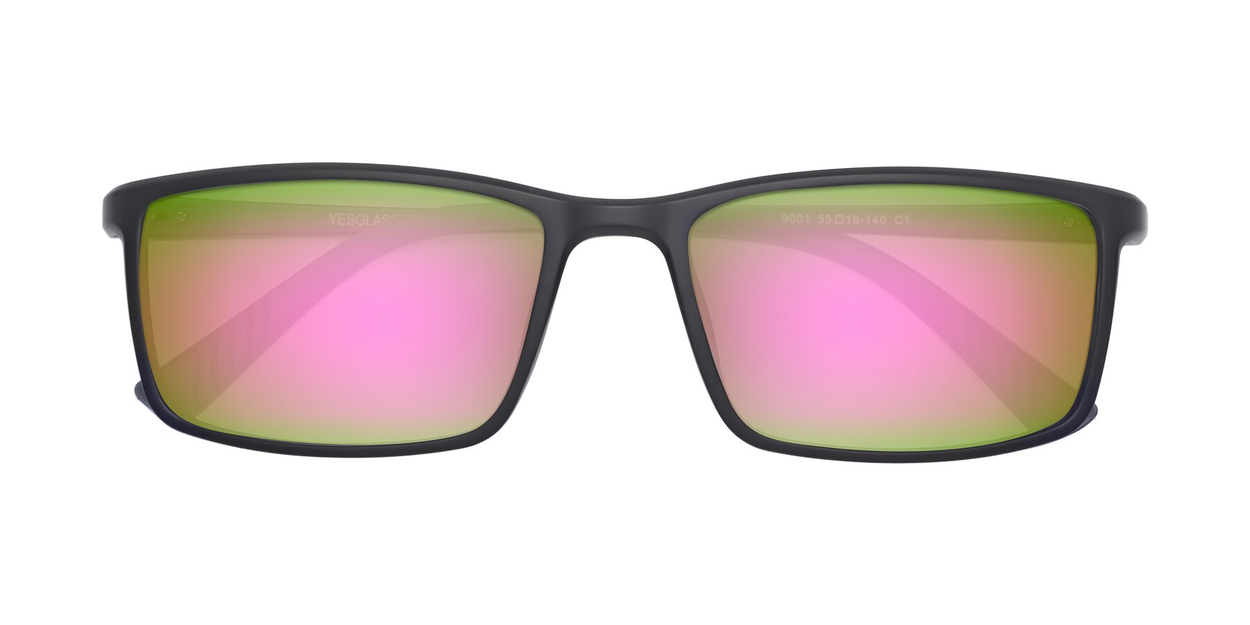 Folded Front of 9001 in Matte Black with Pink Mirrored Lenses