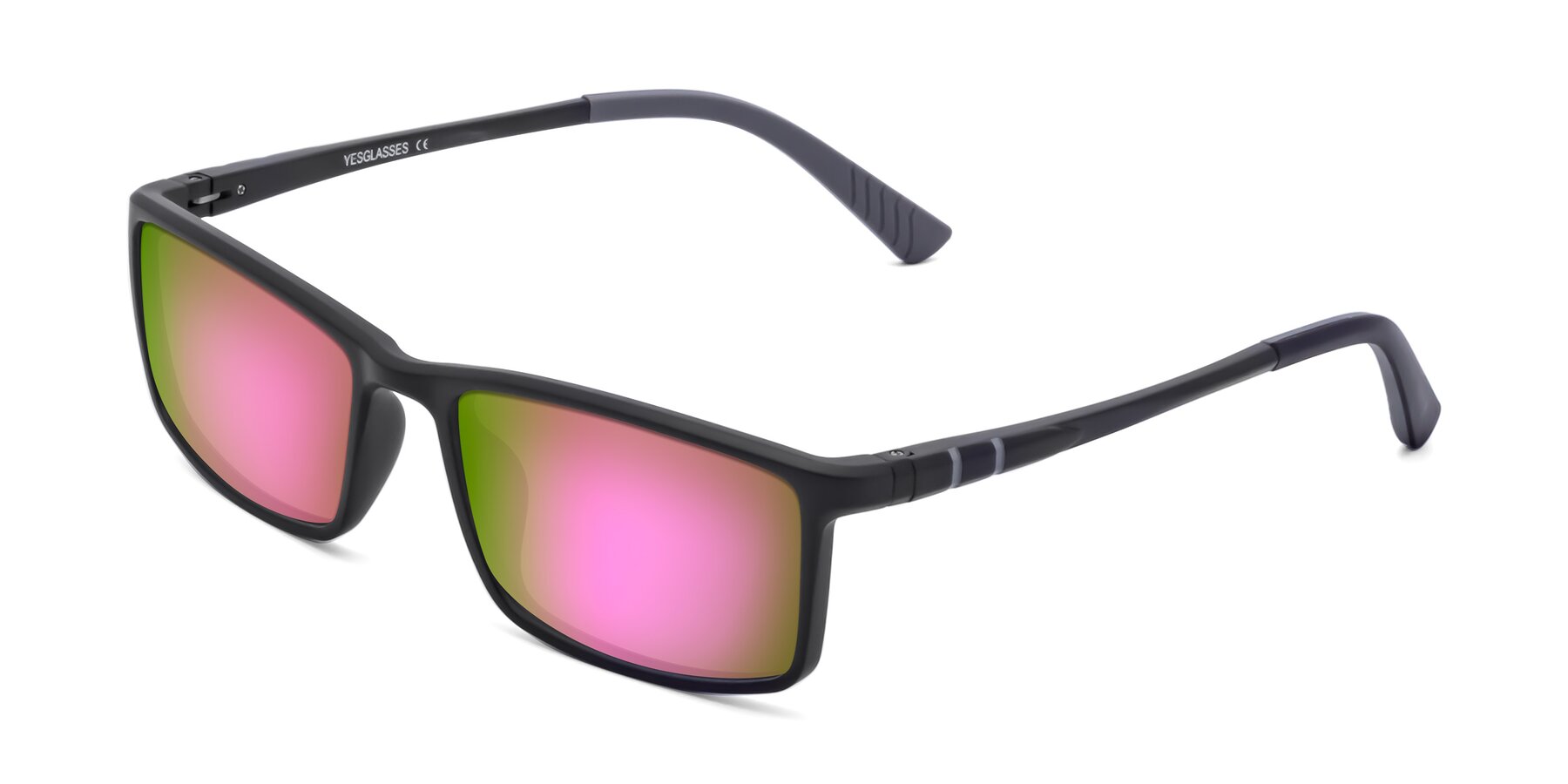 Angle of 9001 in Matte Black with Pink Mirrored Lenses