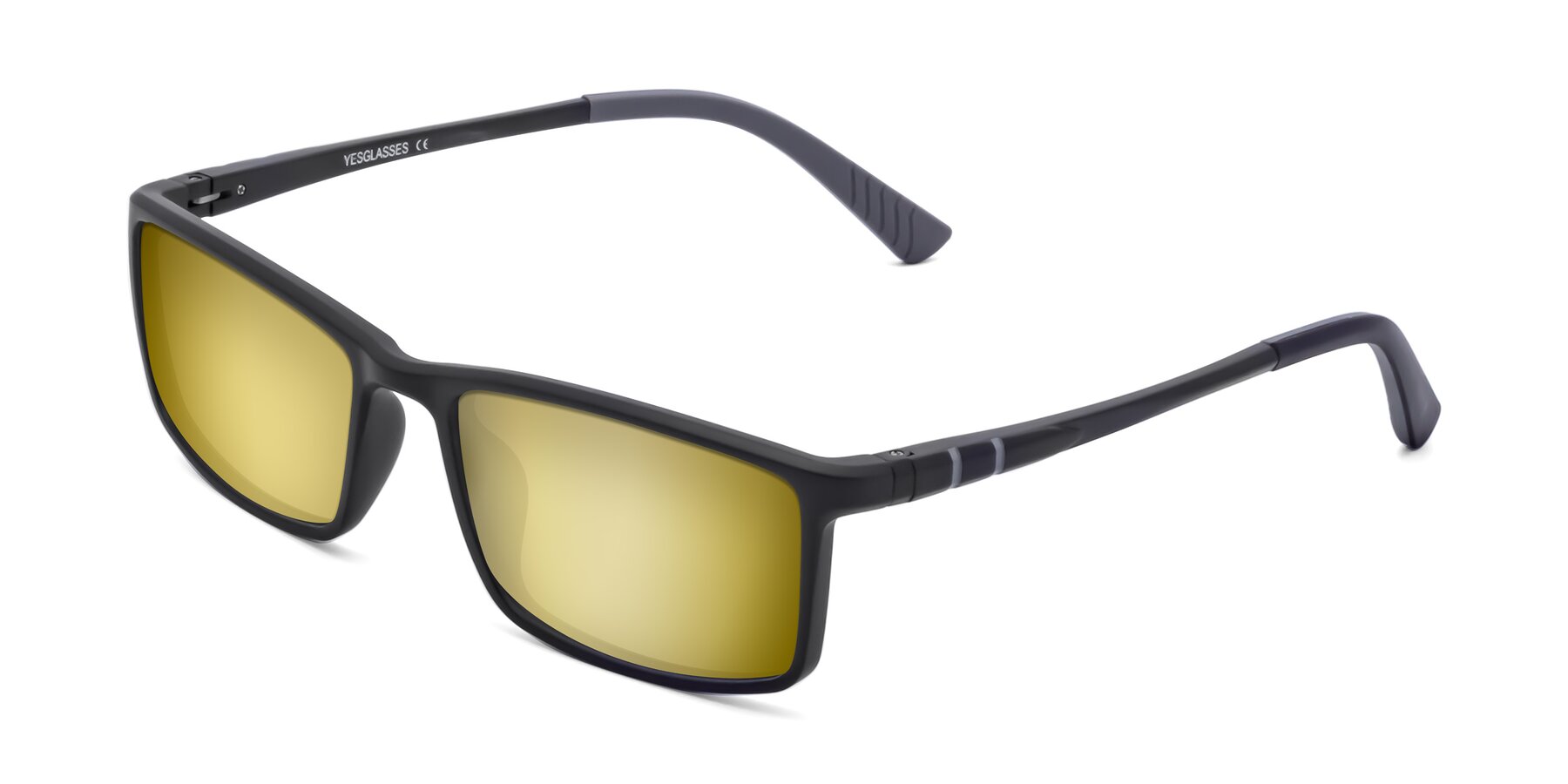 Angle of 9001 in Matte Black with Gold Mirrored Lenses