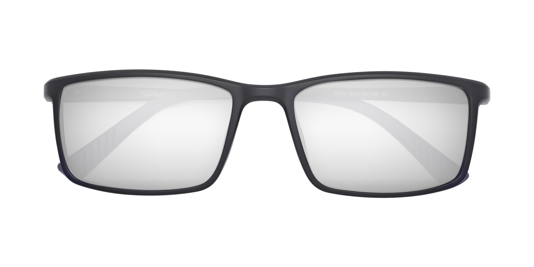 Folded Front of 9001 in Matte Black with Silver Mirrored Lenses