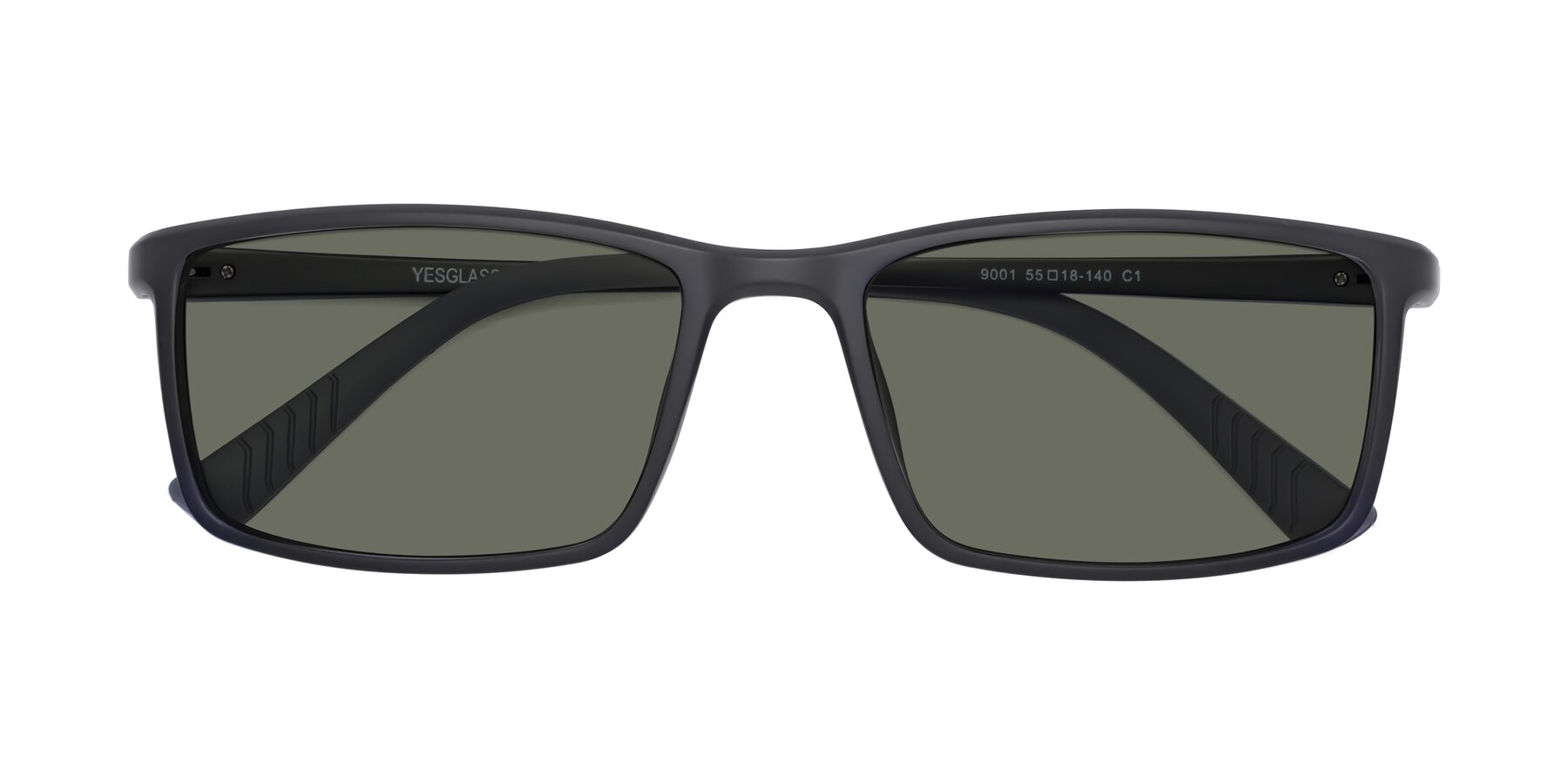 Folded Front of 9001 in Matte Black with Gray Polarized Lenses