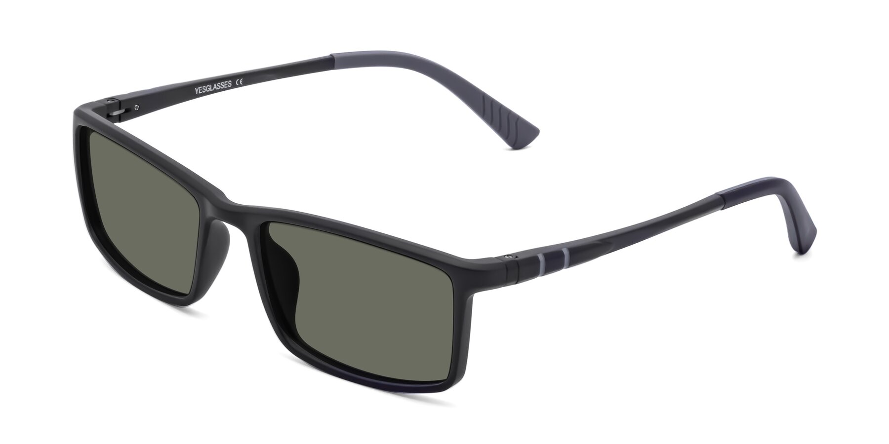 Angle of 9001 in Matte Black with Gray Polarized Lenses