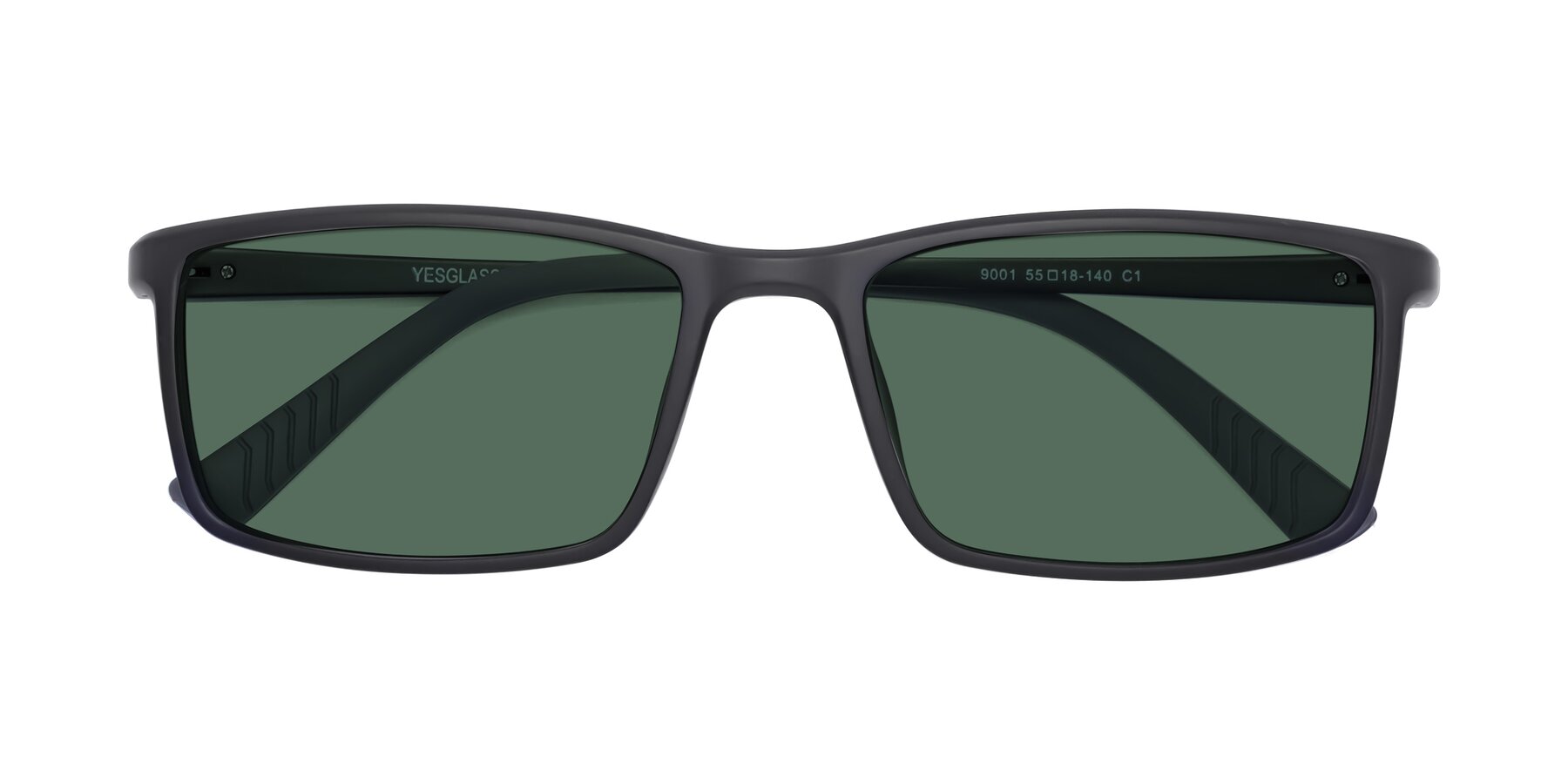 Folded Front of 9001 in Matte Black with Green Polarized Lenses