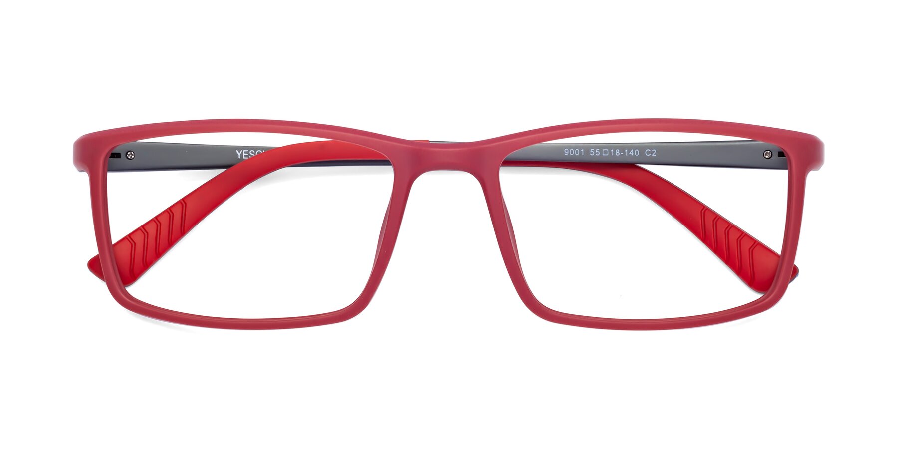 Folded Front of 9001 in Red with Clear Reading Eyeglass Lenses