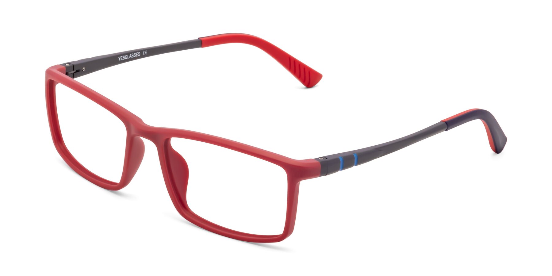 Angle of 9001 in Red with Clear Eyeglass Lenses