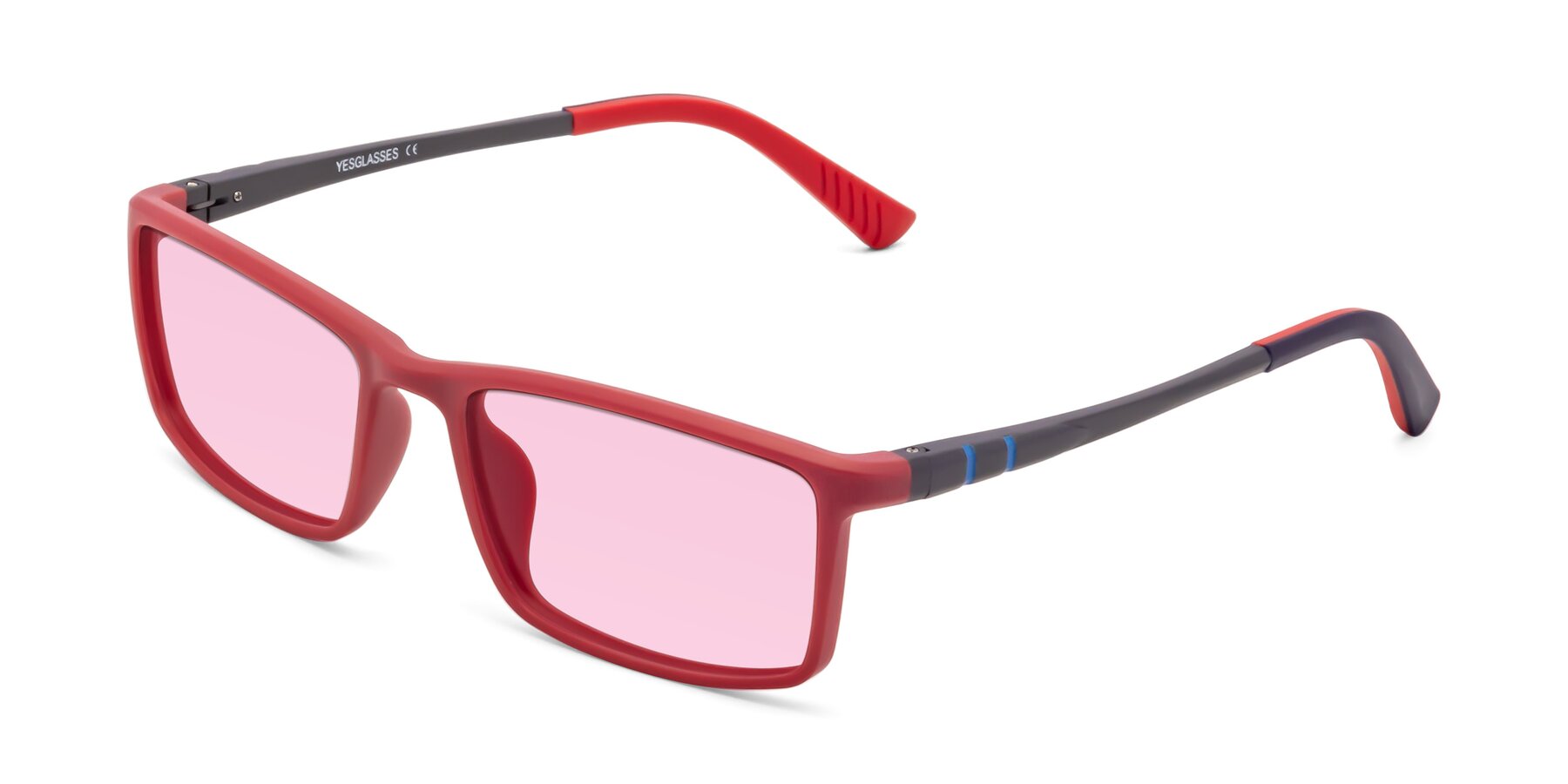 Angle of 9001 in Red with Light Pink Tinted Lenses