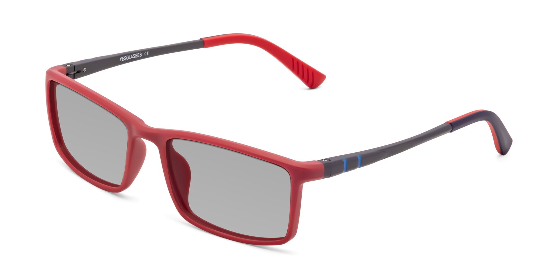 Angle of 9001 in Red with Light Gray Tinted Lenses