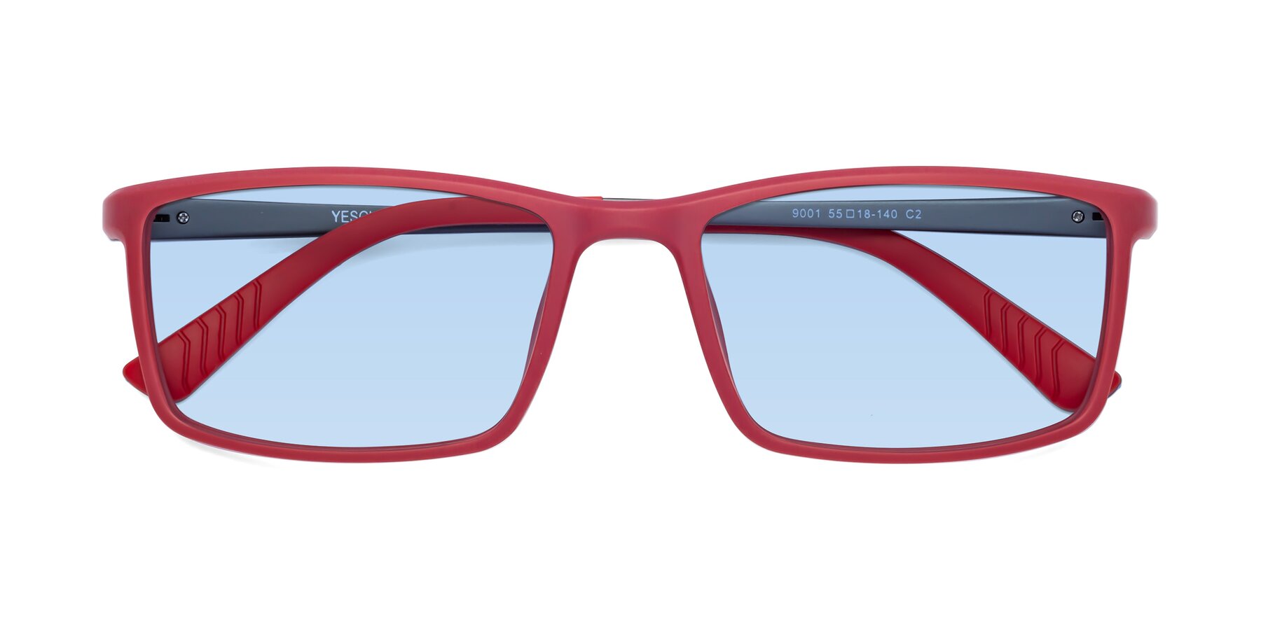 Folded Front of 9001 in Red with Light Blue Tinted Lenses