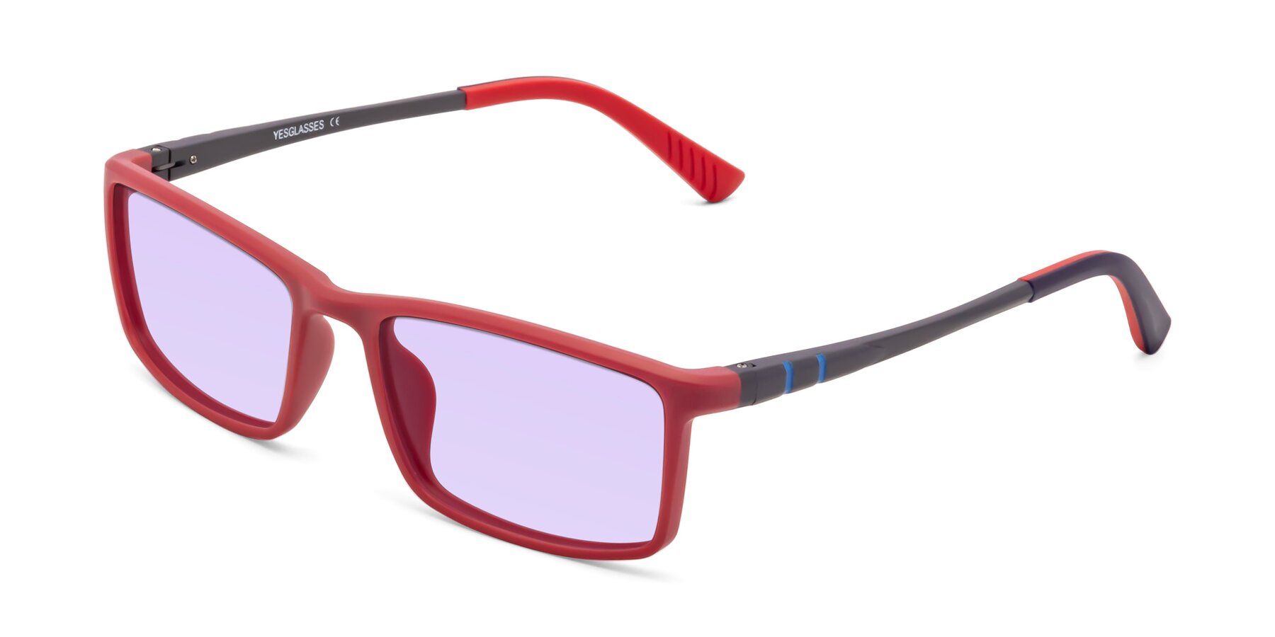 Angle of 9001 in Red with Light Purple Tinted Lenses