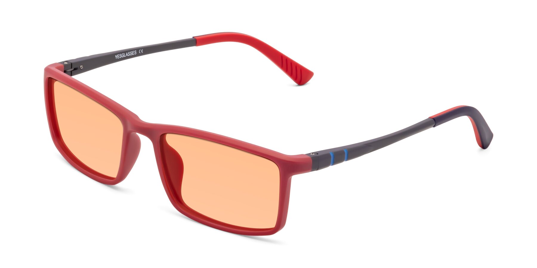 Angle of 9001 in Red with Light Orange Tinted Lenses