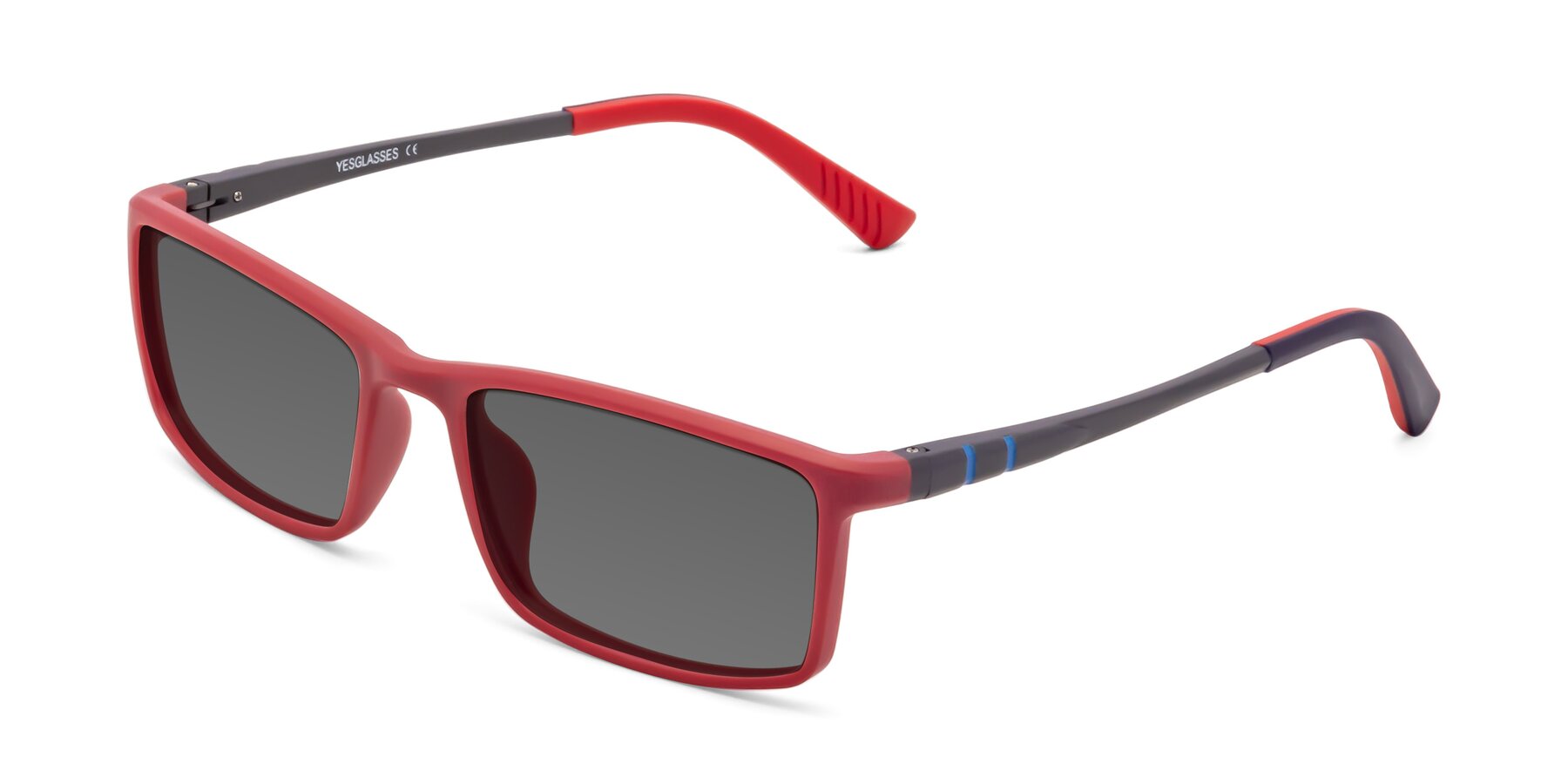 Angle of 9001 in Red with Medium Gray Tinted Lenses