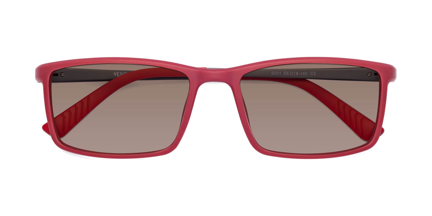 Folded Front of 9001 in Red with Medium Brown Tinted Lenses