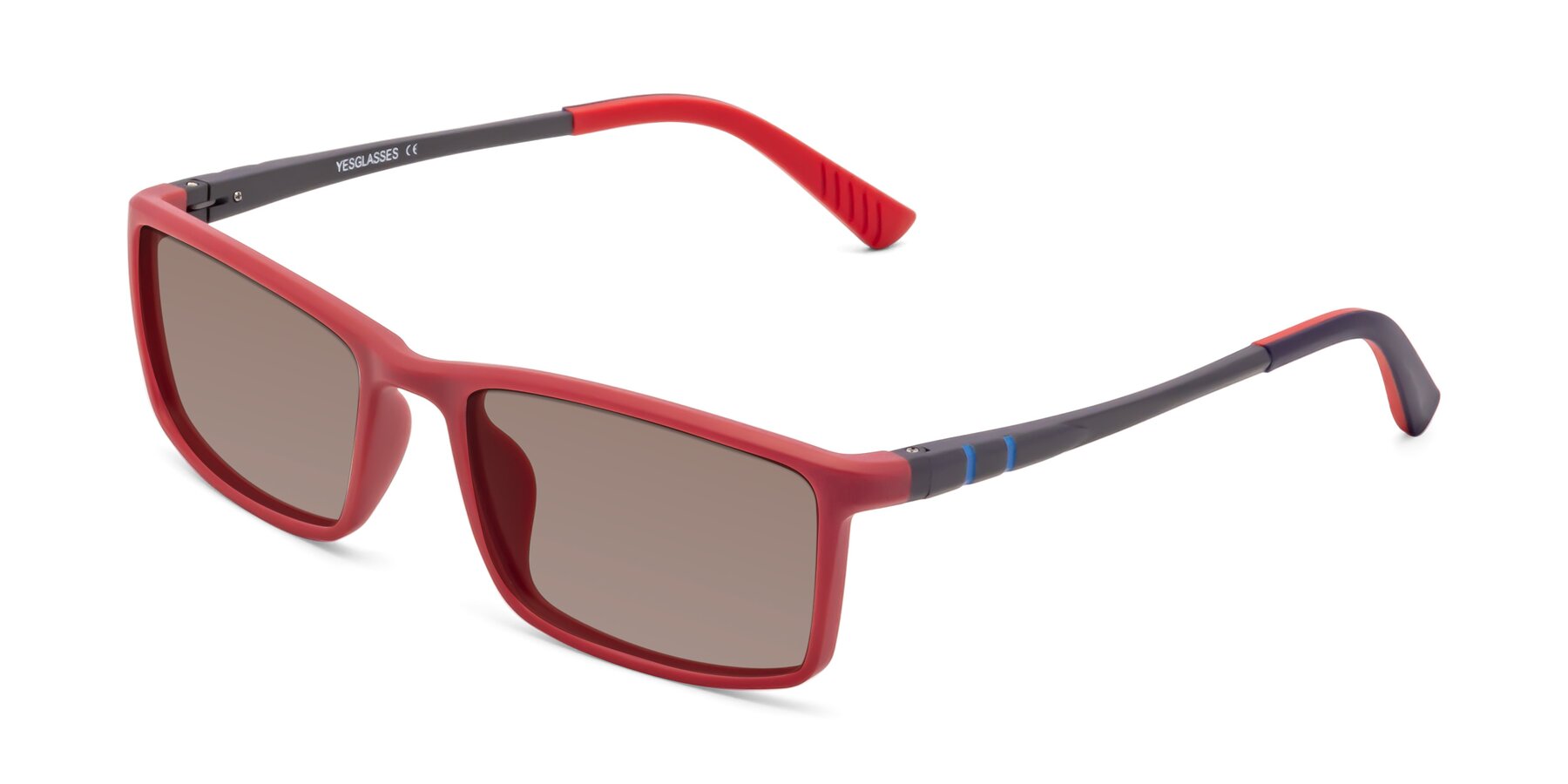 Angle of 9001 in Red with Medium Brown Tinted Lenses