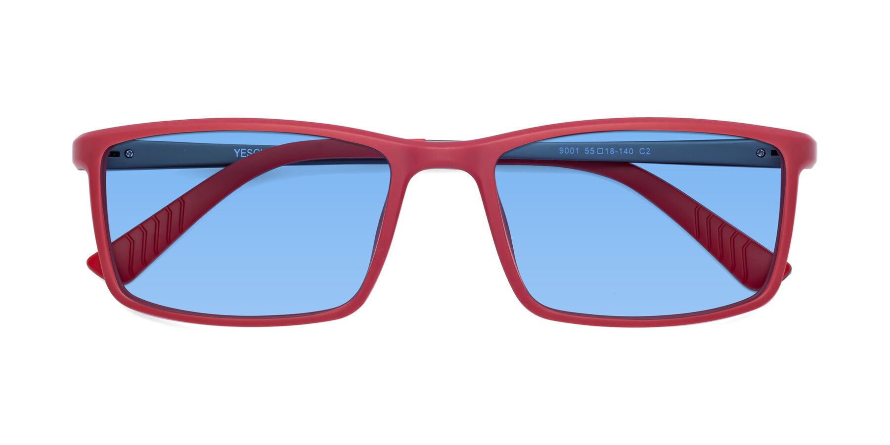 Folded Front of 9001 in Red with Medium Blue Tinted Lenses