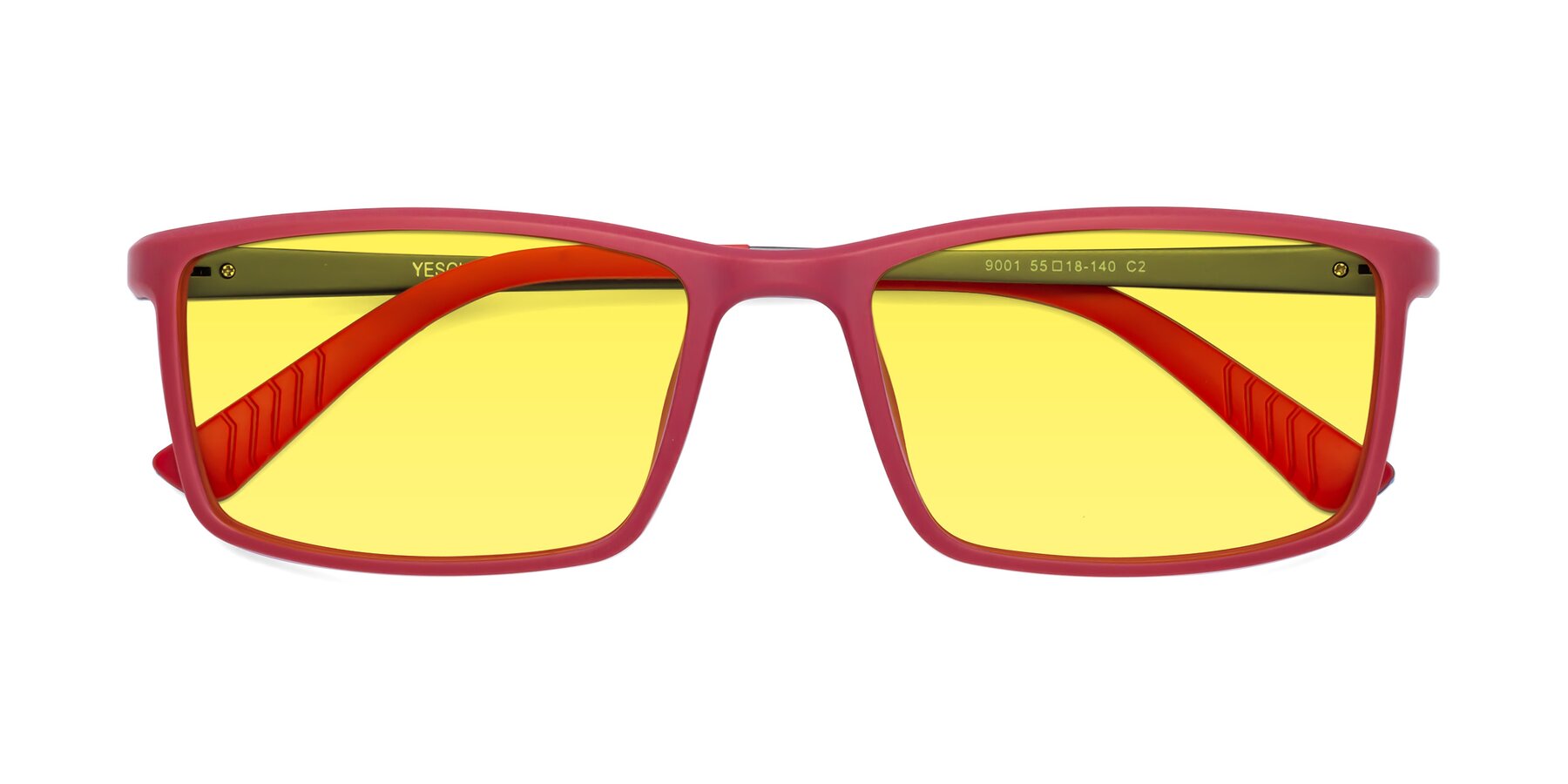 Folded Front of 9001 in Red with Medium Yellow Tinted Lenses