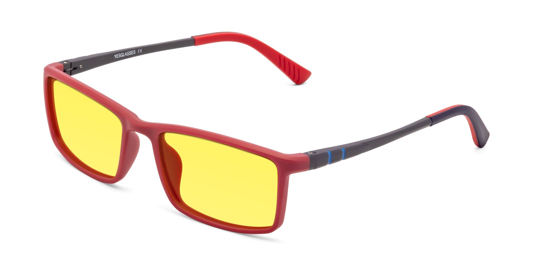 Angle of 9001 in Red with Medium Yellow Tinted Lenses