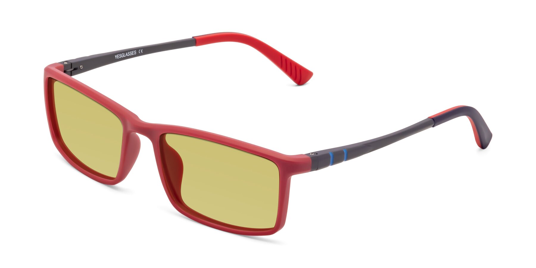 Angle of 9001 in Red with Medium Champagne Tinted Lenses