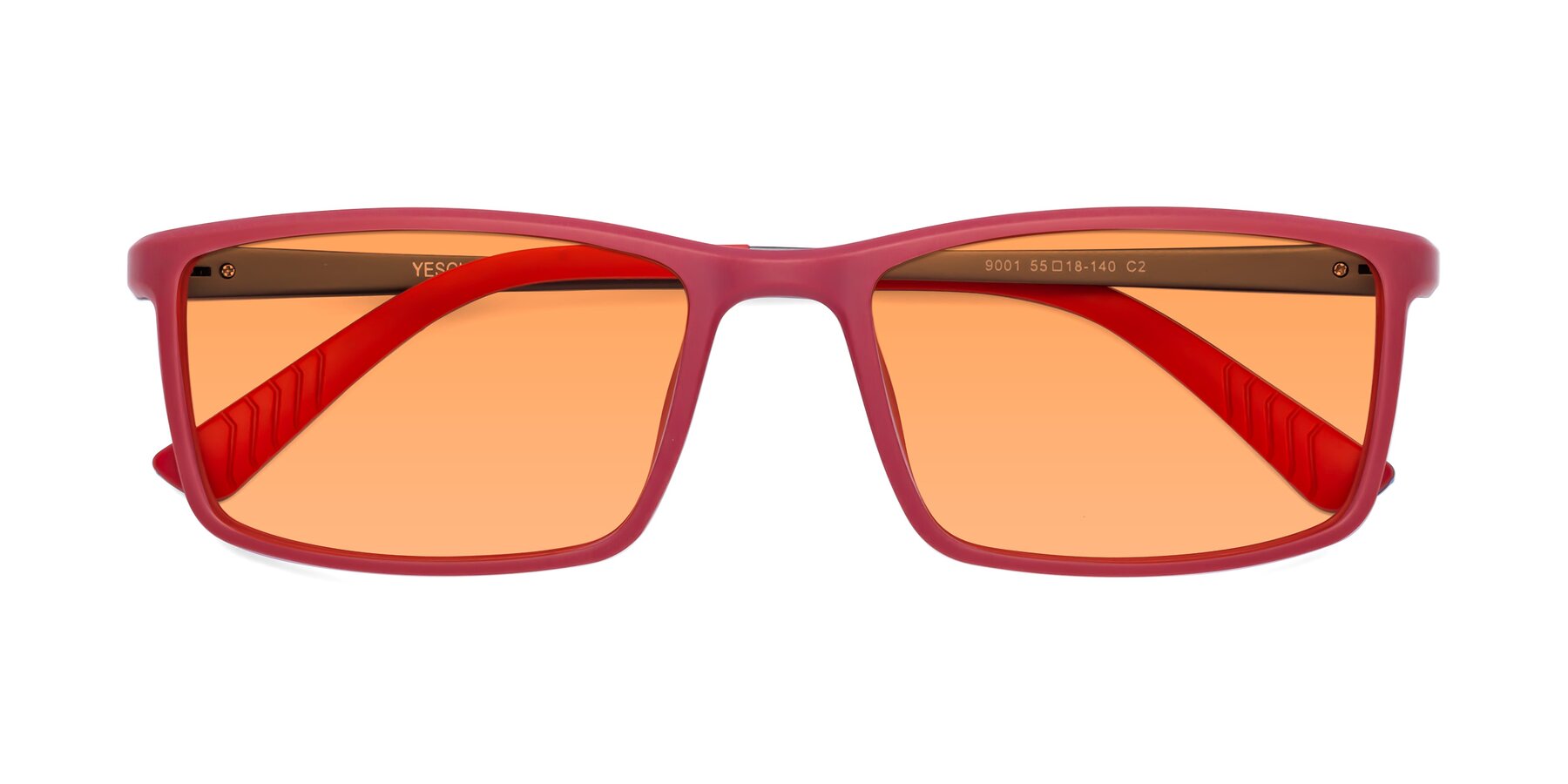 Folded Front of 9001 in Red with Medium Orange Tinted Lenses