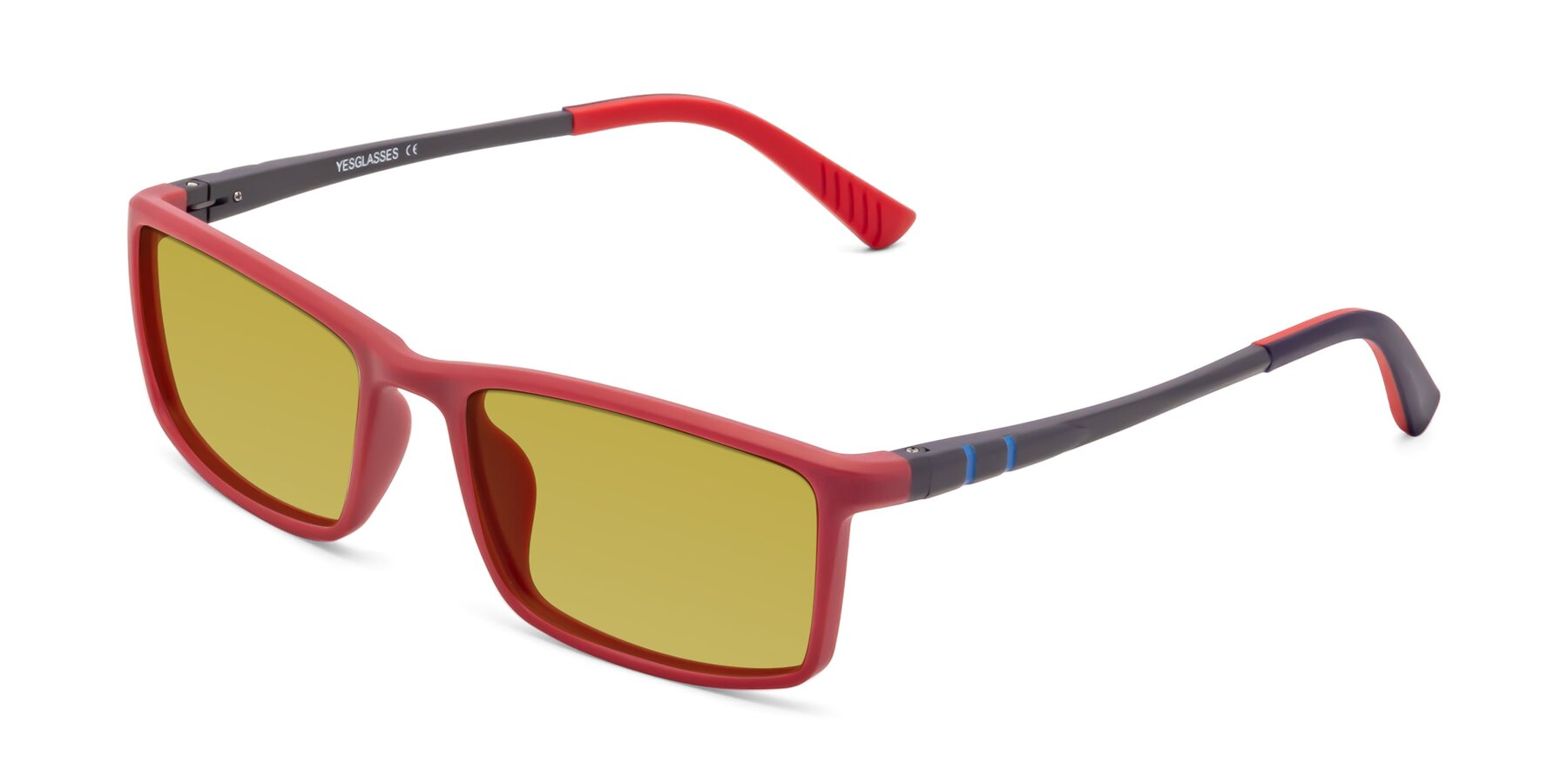 Angle of 9001 in Red with Champagne Tinted Lenses