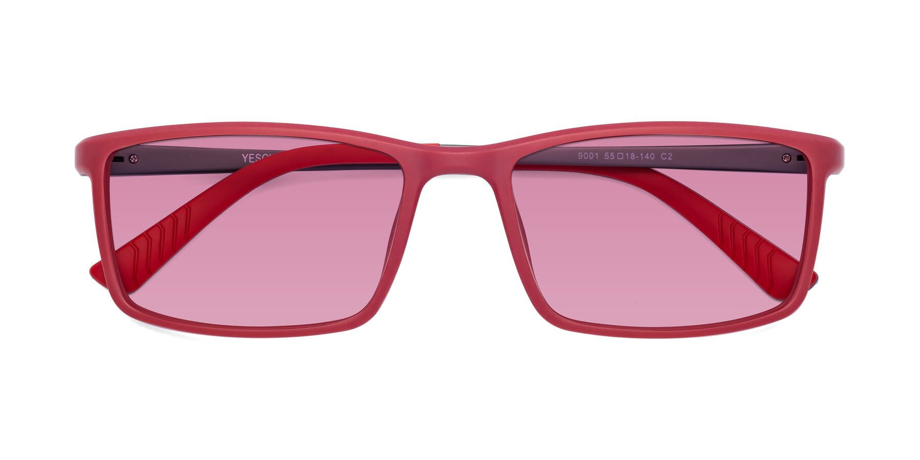 Folded Front of 9001 in Red with Medium Wine Tinted Lenses