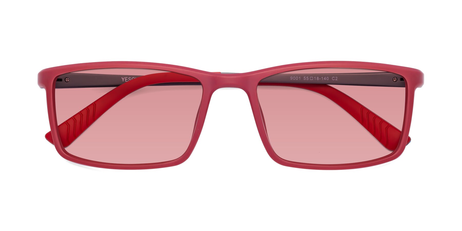 Folded Front of 9001 in Red with Medium Garnet Tinted Lenses