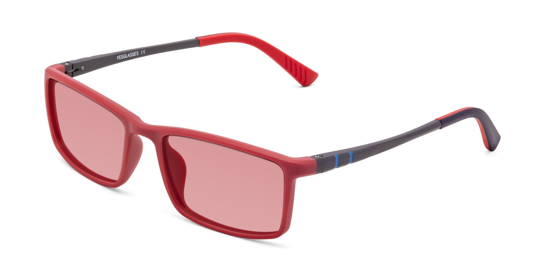 Angle of 9001 in Red with Medium Garnet Tinted Lenses