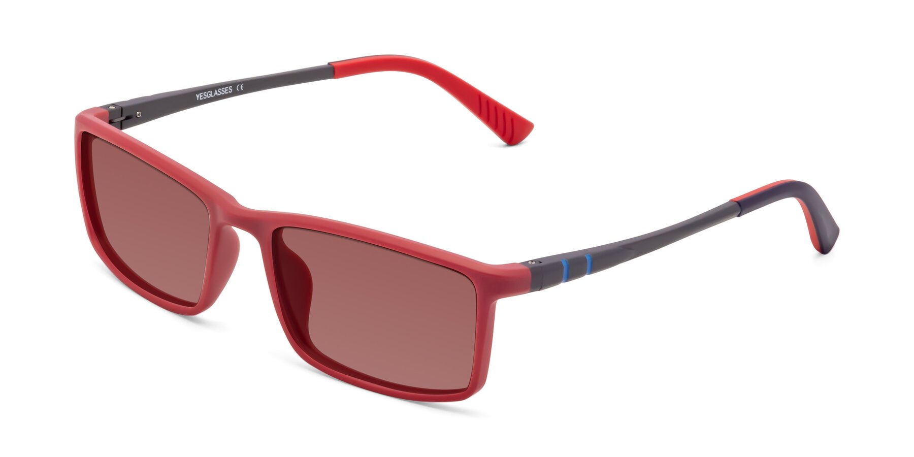 Angle of 9001 in Red with Garnet Tinted Lenses