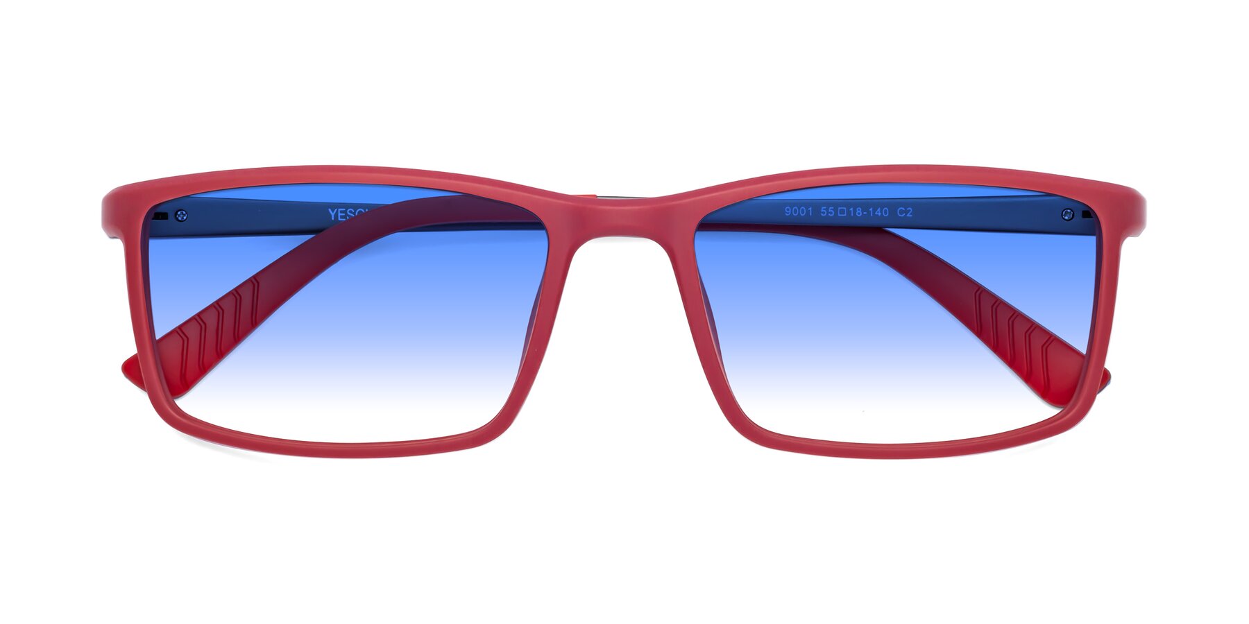 Folded Front of 9001 in Red with Blue Gradient Lenses