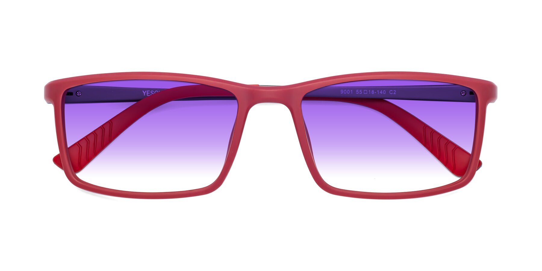 Folded Front of 9001 in Red with Purple Gradient Lenses