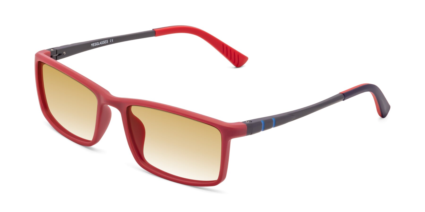 Angle of 9001 in Red with Champagne Gradient Lenses
