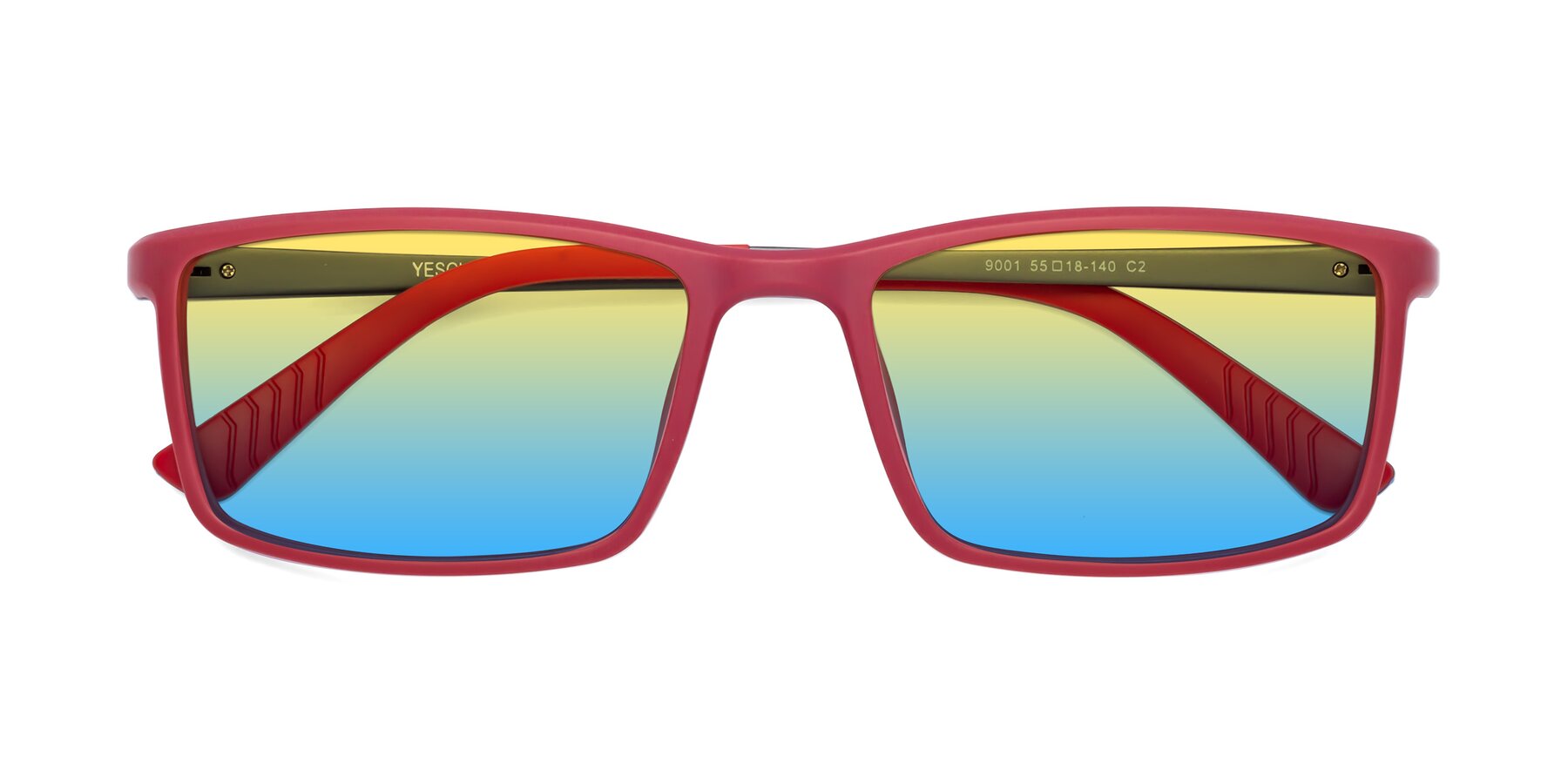 Folded Front of 9001 in Red with Yellow / Blue Gradient Lenses