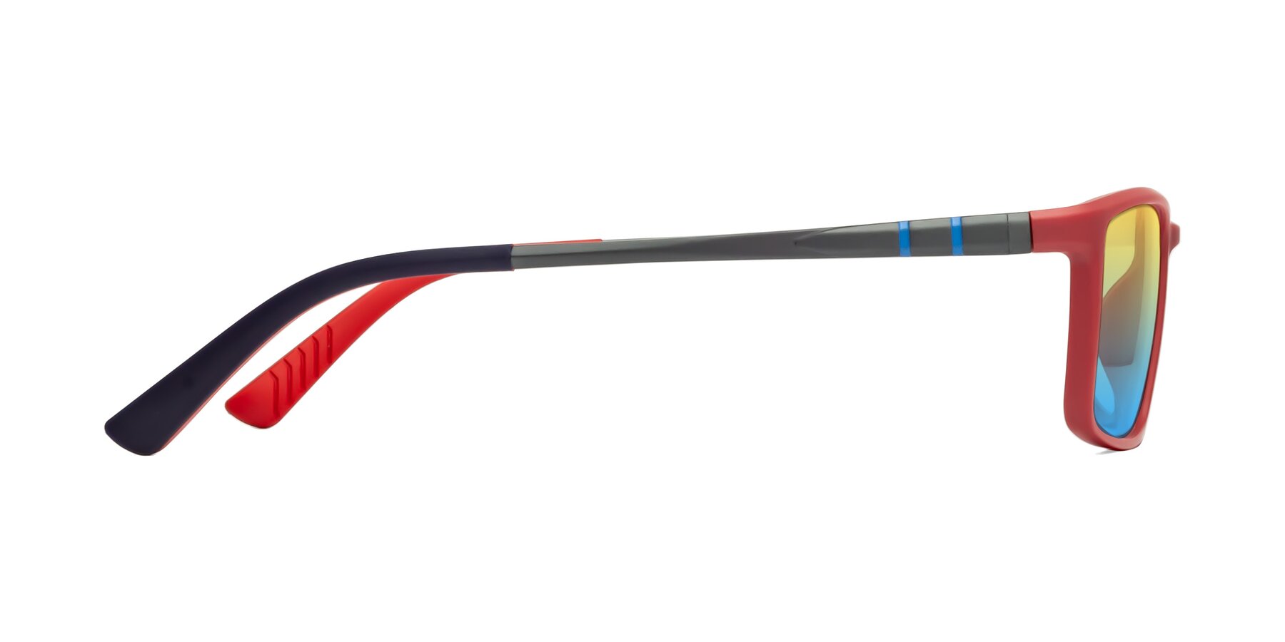 Side of 9001 in Red with Yellow / Blue Gradient Lenses