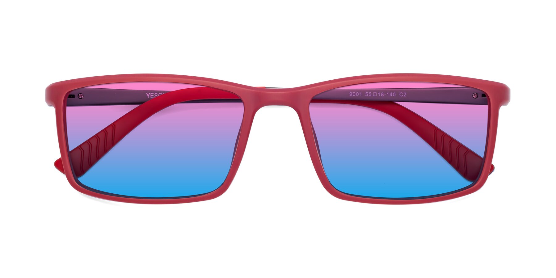 Folded Front of 9001 in Red with Pink / Blue Gradient Lenses