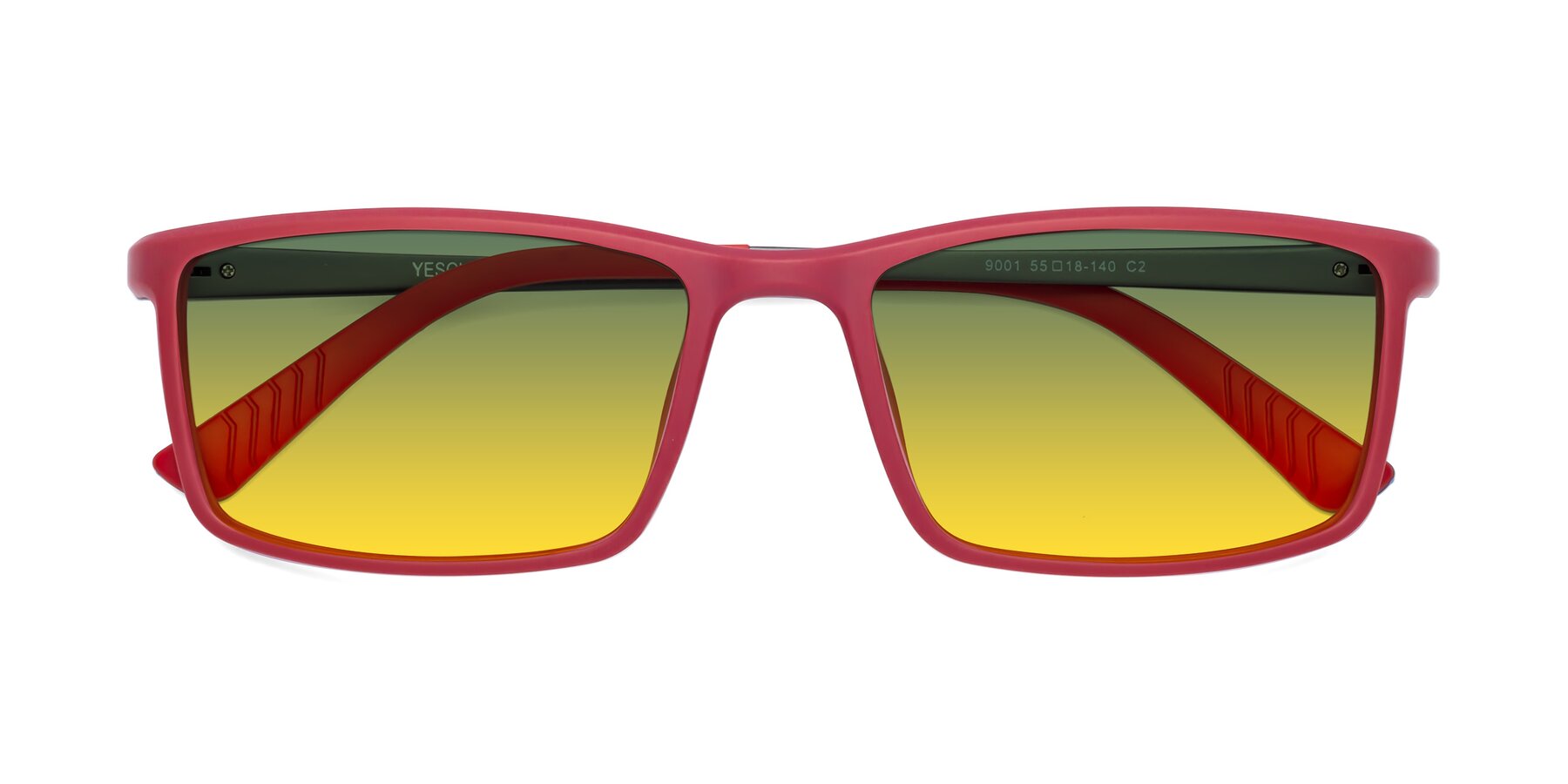 Folded Front of 9001 in Red with Green / Yellow Gradient Lenses