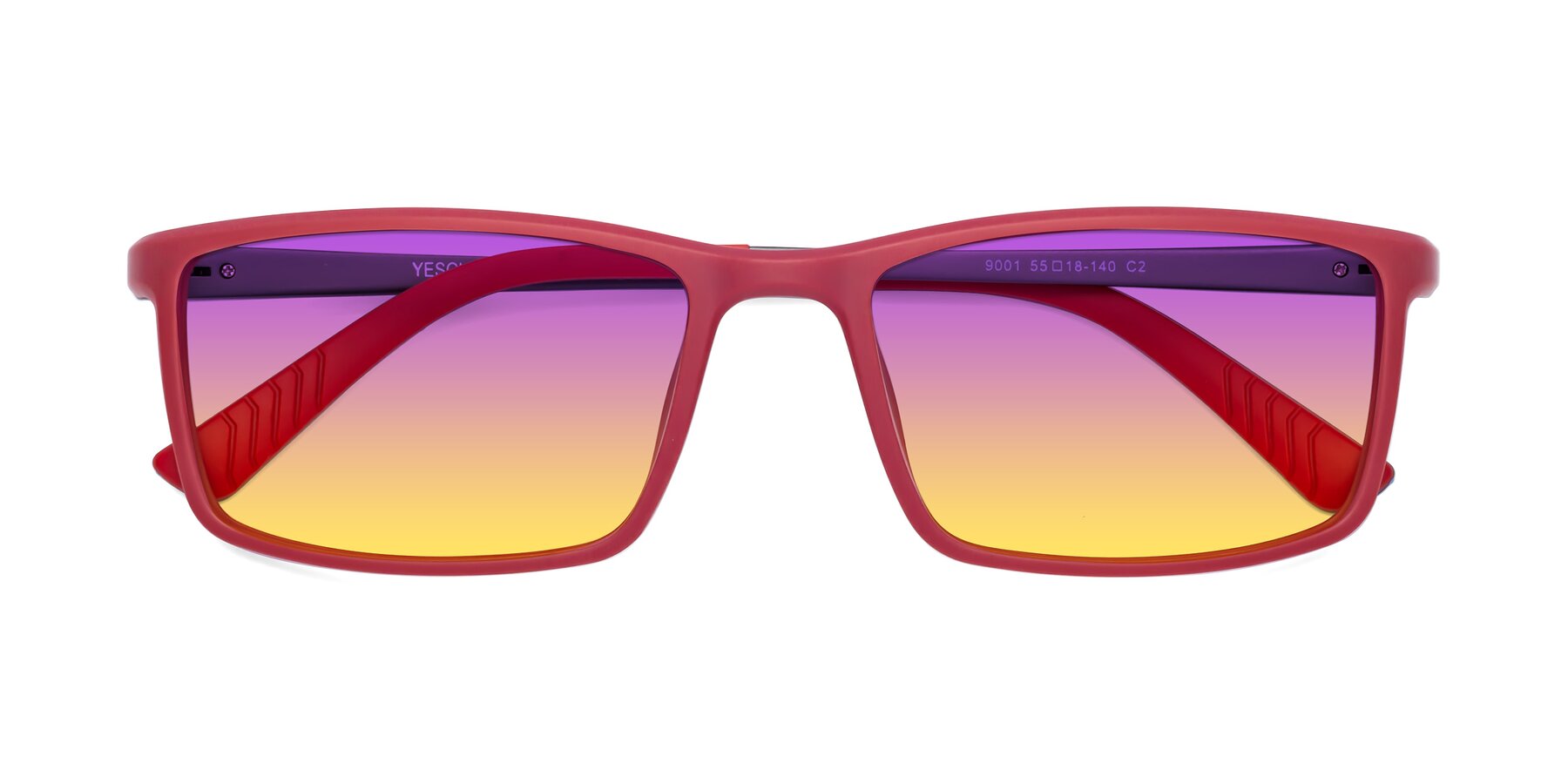 Folded Front of 9001 in Red with Purple / Yellow Gradient Lenses