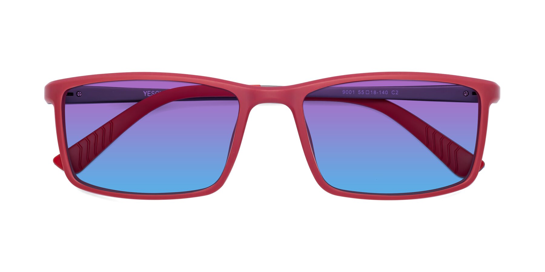 Folded Front of 9001 in Red with Purple / Blue Gradient Lenses