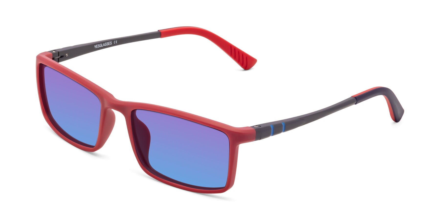 Angle of 9001 in Red with Purple / Blue Gradient Lenses