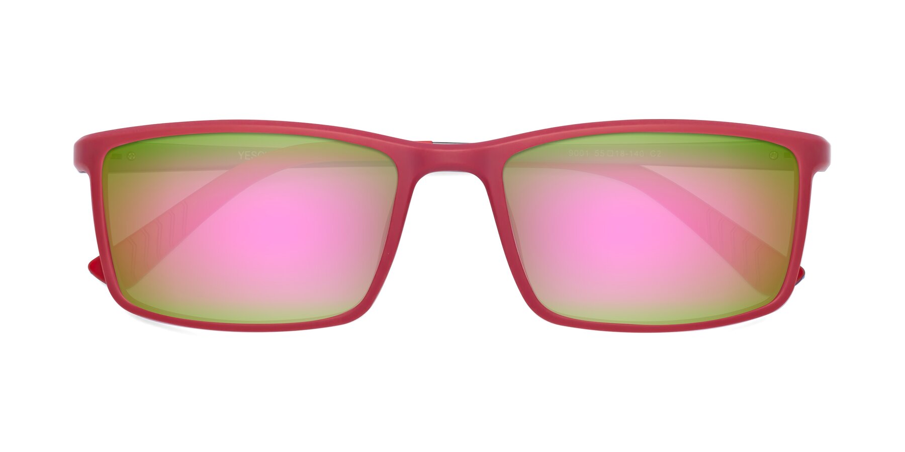Folded Front of 9001 in Red with Pink Mirrored Lenses