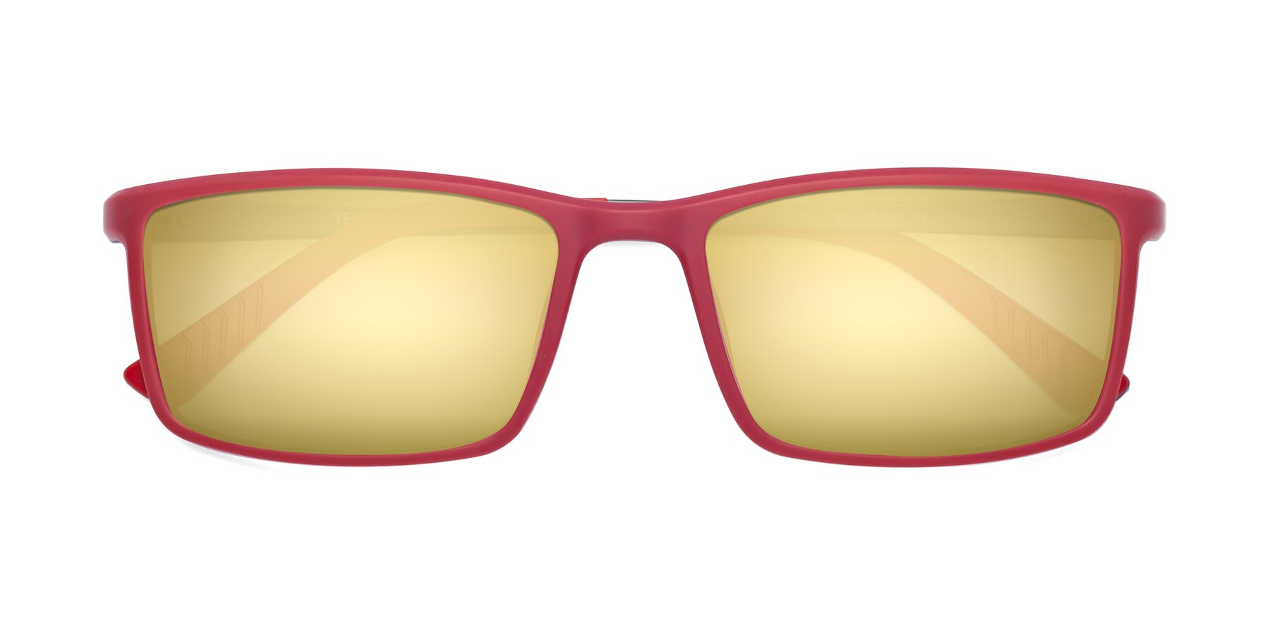 Folded Front of 9001 in Red with Gold Mirrored Lenses