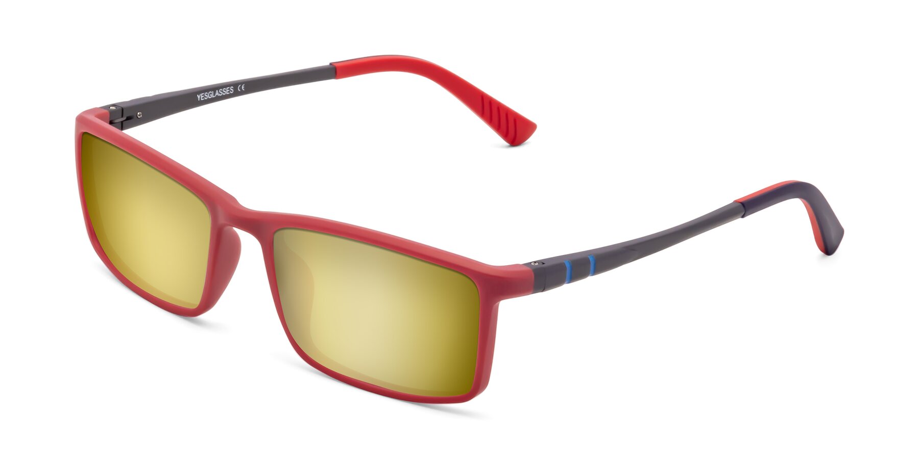 Angle of 9001 in Red with Gold Mirrored Lenses