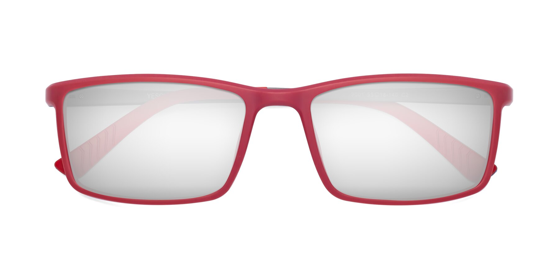 Folded Front of 9001 in Red with Silver Mirrored Lenses