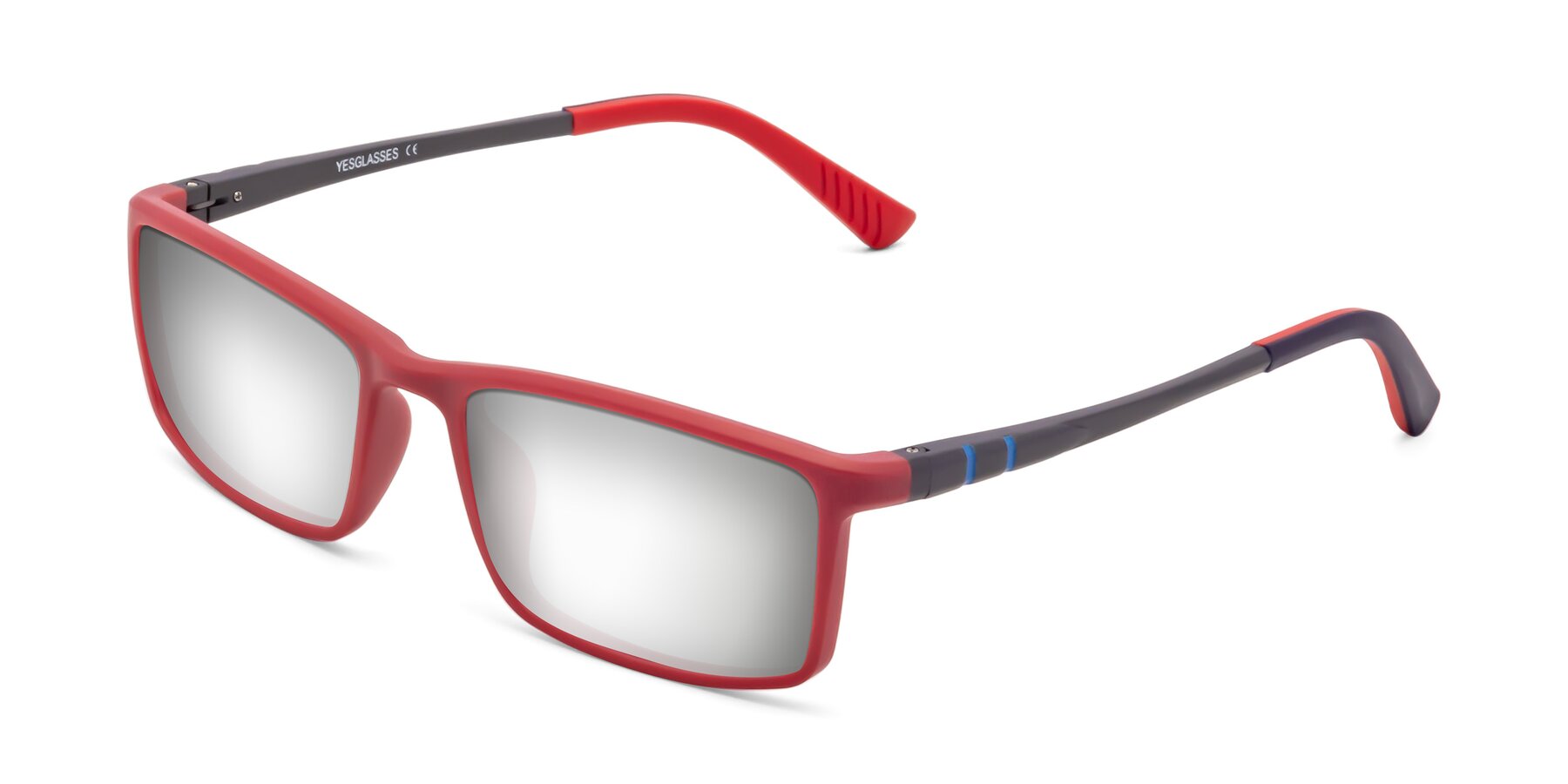 Angle of 9001 in Red with Silver Mirrored Lenses