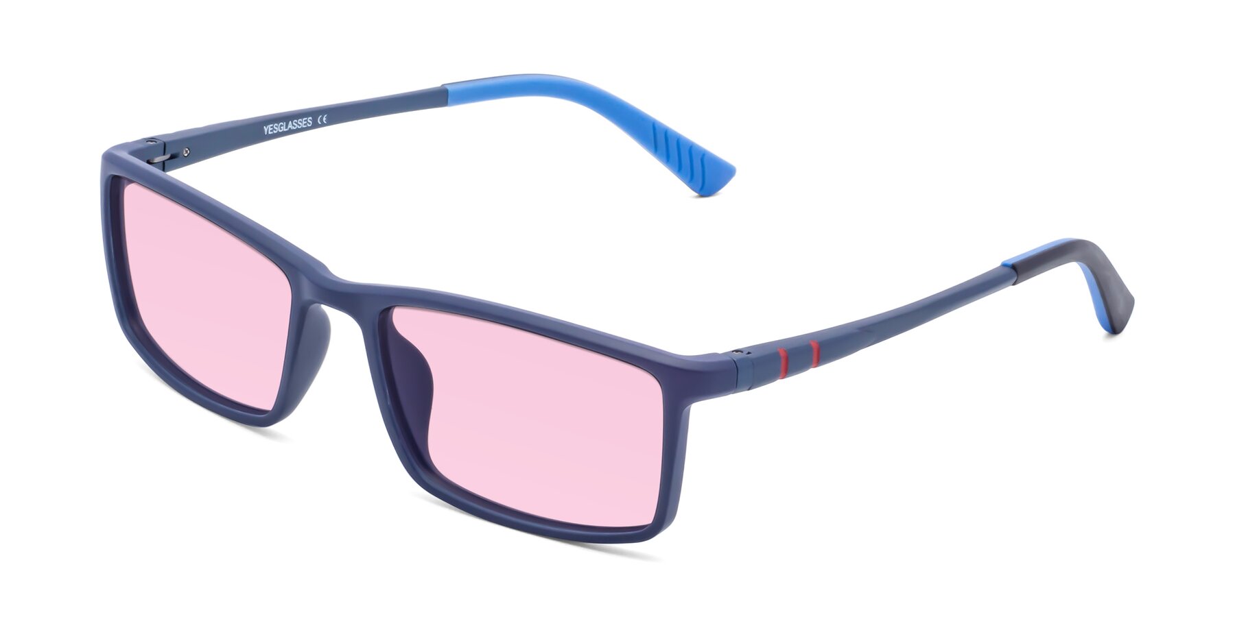 Angle of 9001 in Dark Blue with Light Pink Tinted Lenses